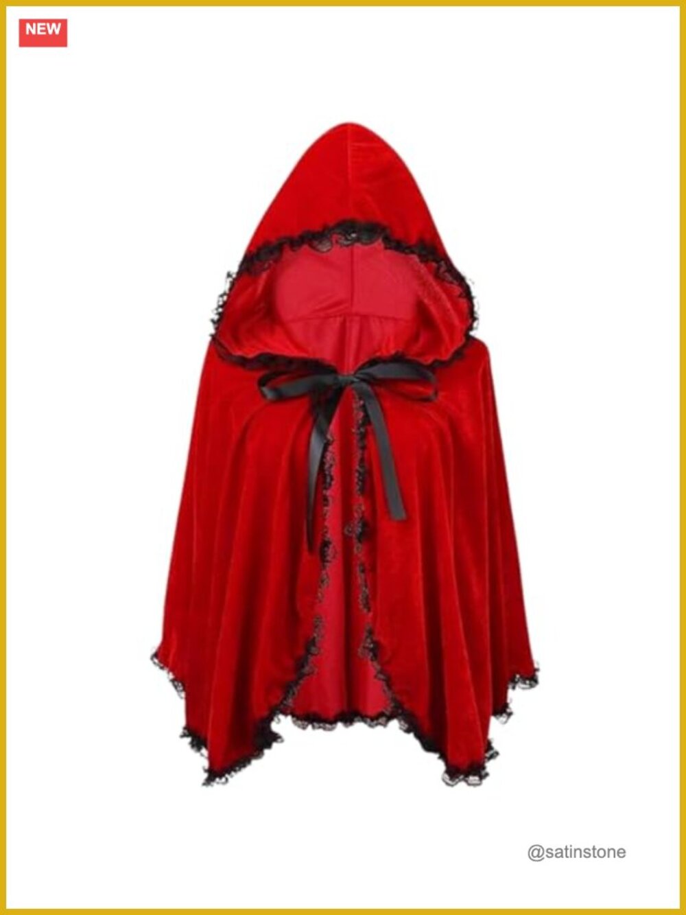 Adult Little Red Riding Hood Hooded Velvet Cape Cloak Halloween Cosplay Costume